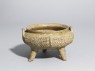 Greenware tripod bowl with impressed decoration (oblique)