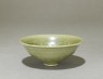 Greenware bowl with boys amid peony scrolls (oblique)