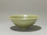 Greenware bowl with boys amid peony scrolls (oblique)