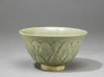 Greenware bowl with lotus decoration (oblique)