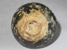 Black ware tea bowl with 'tortoiseshell' glazes (bottom)