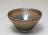 Black ware tea bowl with 'hare's fur' glazes (oblique)