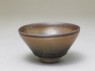 Black ware tea bowl with 'hare's fur' glazes (oblique)