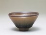 Black ware tea bowl with 'hare's fur' glazes (oblique)