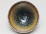 Black ware tea bowl with 'hare's fur' glazes (top)