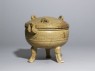 Greenware ritual food vessel, or ding (side)