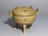 Greenware ritual food vessel, or ding (oblique)