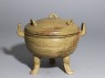 Greenware ritual food vessel, or ding (oblique)