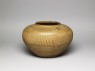 Greenware jar with ribbed decoration (oblique)