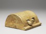 Greenware burial figure of chicken in a coop (oblique)