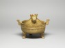 Greenware ritual food vessel, or ding (oblique)