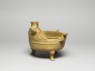 Greenware ritual food vessel, or ding (oblique)