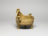 Greenware ritual food vessel, or ding (oblique)