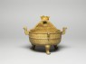 Greenware ritual food vessel, or ding (oblique)