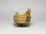 Greenware ritual food vessel, or ding (oblique)