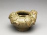 Greenware water pot in the form of a frog (oblique)