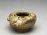 Greenware water pot in the form of a frog (oblique)