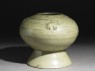 Greenware stem bowl with horses (oblique)