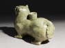 Greenware vessel in the form of a lion (oblique)