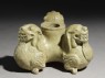 Greenware stand in the form of three lions (oblique)
