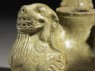 Greenware stand in the form of three lions (detail)