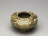Greenware water pot in the form of a frog (oblique)
