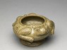 Greenware water pot in the form of a frog (oblique)