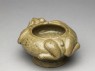 Greenware water pot in the form of a frog (oblique)