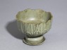 Greenware stem cup with lotus petals (oblique)