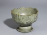 Greenware stem cup with lotus petals (oblique)