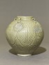 Greenware jar with lotus leaves (side)