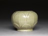 Greenware globular jar with lotus petal decoration (side)