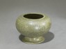 Globular greenware jar with lotus flower decoration (oblique, without lid)