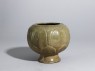 Greenware globular jar with lotus petals (oblique)