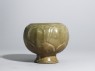 Greenware globular jar with lotus petals (side)