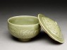 Greenware bowl with floral design (oblique, open)