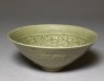 Greenware bowl with floral decoration (oblique)