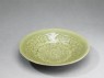 Greenware bowl with floral decoration (oblique)