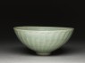 Greenware bowl with lotus petals (oblique)