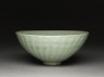Greenware bowl with lotus petals (oblique)