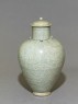 Greenware vase with lotus leaves (oblique)