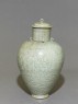 Greenware vase with lotus leaves (oblique)