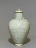 Greenware vase with lotus leaves (side)