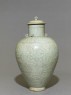 Greenware vase with lotus leaves (side)
