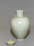 Greenware vase with lotus leaves (oblique, open)