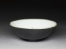 Black ware bowl with white interior and black exterior (oblique)
