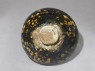 Black ware tea bowl with 'tortoiseshell' glazes (bottom)