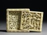 Ivory puzzle box with figures in a garden (top, open)