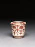 Kutani ware cup with red and gold decoration (oblique)