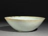 White ware bowl with fish (oblique)